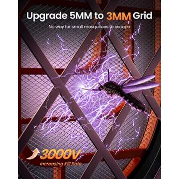 GAIATOP Electric Fly Swatter, 3000V Battery Powered Handheld Mosquito Killer, 3-Layer Protection Gri...