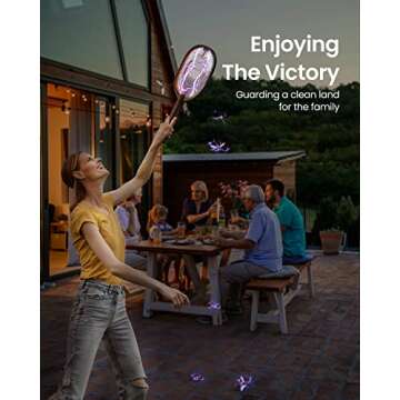 GAIATOP Electric Fly Swatter, 3000V Battery Powered Handheld Mosquito Killer, 3-Layer Protection Grid Bug Zapper Racket for Home Bedroom Kitchen Office Backyard Patio Indoor Outdoor