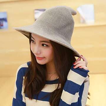 Fashion Dress Witch Hat Steeple Wool Wizard Hat for Womens and Mens (Claret, Medium)