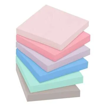Post-it Super Sticky Recycled Notes, 3x3 in, 6 Pads, 2X The Sticking Power, Bali Collection, Pastel ...