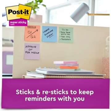 Post-it Super Sticky Recycled Notes, 3x3 in, 6 Pads, 2X The Sticking Power, Bali Collection, Pastel Colors (Lavender, Apricot, Blue, Pink, Mint), 30% Recycled Paper (654-6SSNRP)
