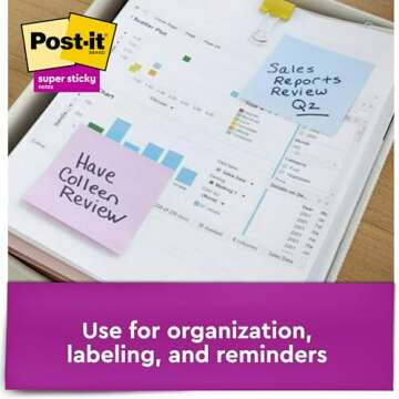 Post-it Super Sticky Recycled Notes, 3x3 in, 6 Pads, 2X The Sticking Power, Bali Collection, Pastel Colors (Lavender, Apricot, Blue, Pink, Mint), 30% Recycled Paper (654-6SSNRP)