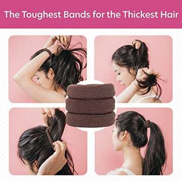 Burlybands Large Hair Ties for Thick, Heavy or Curly Hair - Non-Slip, Non-Damage, Seamless Women's P...