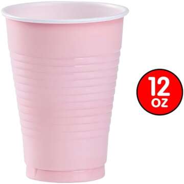 Pink Solid Color Plastic Party Cup (12 Oz.) 20 Count - Premium Quality and Durable, Perfect for Any Celebration