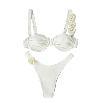 BEAUDRM Women's 3D Flower Bikini - Soft, Stretchy & Stylish Swimwear