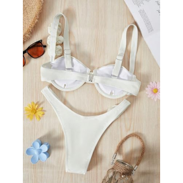 BEAUDRM 3D Flower Bikini Soft Stretchy Swimwear
