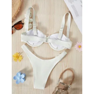 BEAUDRM 3D Flower Bikini Soft Stretchy Swimwear