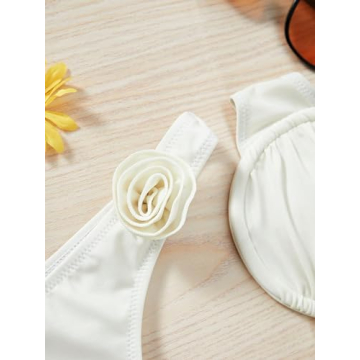 BEAUDRM 3D Flower Bikini Soft Stretchy Swimwear