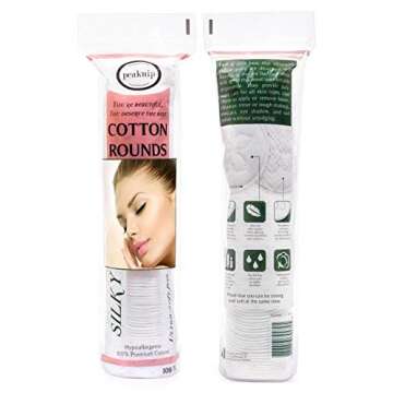 Premium 100% Cotton Rounds (100 Count) - Soft and Gentle Makeup Remover and Cleansing Pads for Face,...