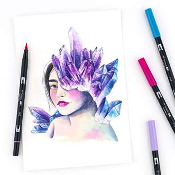 Tombow 56188 Dual Brush Pen Art Markers, Galaxy, 10-Pack. Blendable, Brush and Fine Tip Markers