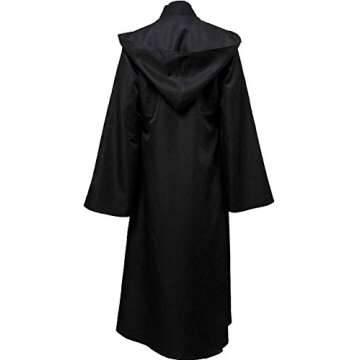 Joyshop Mens Halloween Witch Cosplay Robe Costume Adult Hooded Cloak Cape (Black, X-Large)