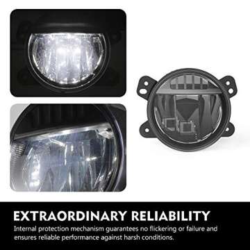 FIERYRED 4'' UpgradedLED Fog Lights Compatible with Jeep Wrangler JL 2018 2019 2020, OE Style Rubicon Sahara Driving Fog Light with LED Bulbs (Only Fit Plastic Bumper,Not fit Sport Models)