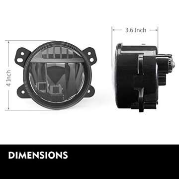 FIERYRED 4'' UpgradedLED Fog Lights Compatible with Jeep Wrangler JL 2018 2019 2020, OE Style Rubicon Sahara Driving Fog Light with LED Bulbs (Only Fit Plastic Bumper,Not fit Sport Models)