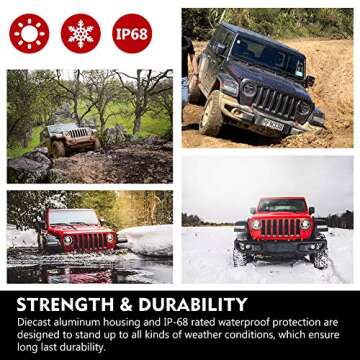 FIERYRED 4'' UpgradedLED Fog Lights Compatible with Jeep Wrangler JL 2018 2019 2020, OE Style Rubicon Sahara Driving Fog Light with LED Bulbs (Only Fit Plastic Bumper,Not fit Sport Models)