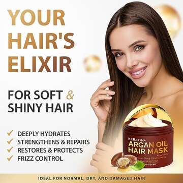 SUNATORIA Hair Mask with Keratin & Argan Oil - Conditioner for Dry, Damaged, Frizzy Hair & Split End...