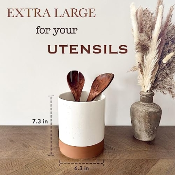 Mora Ceramic Utensil Holder - Extra Large Modern Kitchen Crock