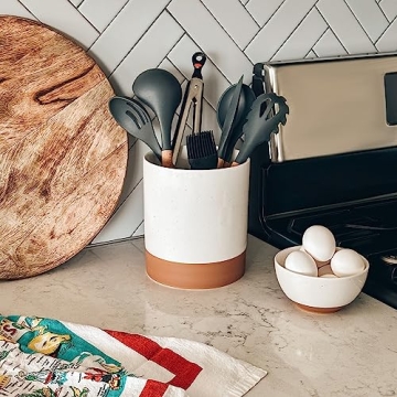 Mora Ceramic Utensil Holder - Extra Large Modern Kitchen Crock
