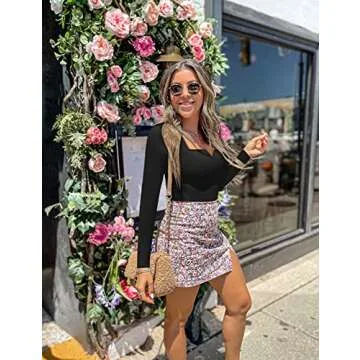 Chunpin Women's Notch V Neck Long Sleeve Bodysuit