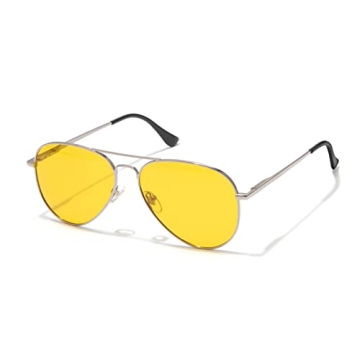 Veda Tinda Yellow Polarized Aviator Sunglasses - Retro Style & Night Vision