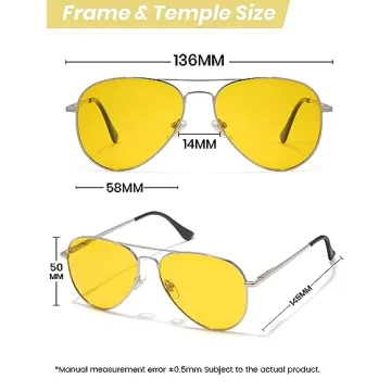 Veda Tinda Yellow Polarized Aviator Sunglasses Retro Fashion
