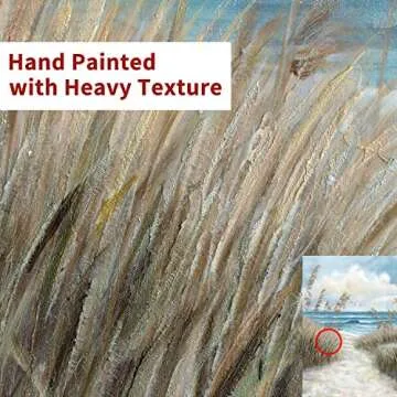 Abstract Beach Picture Wall Art: Sandy Path to Ocean with Sea Grass Artwork Painting for Bedroom (45...