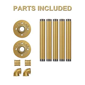 Industrial Gold Pipe Clothing Rack, Wall Ceiling Mounted Clothes Garment Rack 30'', Iron Golden Pipe Clothes Hanging Bar, Heavy Duty Metal Rod for Retail Display Closet Storage