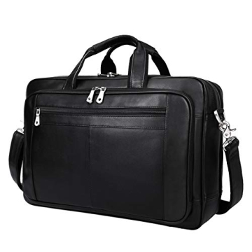 Augus Mens Leather Briefcase Messenger Bag - Waterproof Travel Business Duffle for Men