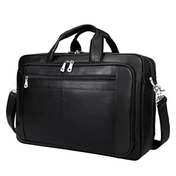 Augus Mens Leather Briefcase Messenger Bag - Waterproof Travel Business Duffle for Men