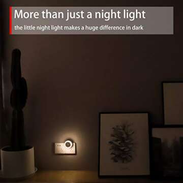 myCozyLite Plug-in Night Light, Low Light LED Nightlight with Light Sensor, Warm White, Energy Effic...