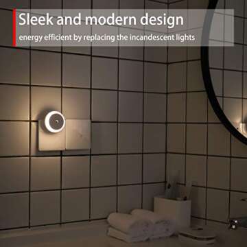 myCozyLite Plug-in Night Light, Low Light LED Nightlight with Light Sensor, Warm White, Energy Efficient, Round, Soft Glow, 4 Pack, for Indoor Use