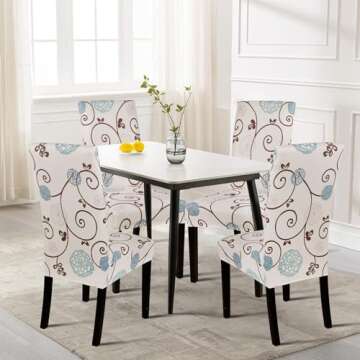 SearchI Dining Room Chair Covers, Stretch Parsons Chair Slipcovers Spandex Removable Washable Kitche...