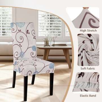 SearchI Dining Room Chair Covers, Stretch Parsons Chair Slipcovers Spandex Removable Washable Kitchen Chair Protector Cover for Dining Room, Hotel, Ceremony