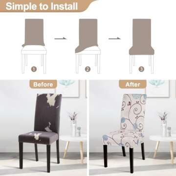 SearchI Dining Room Chair Covers, Stretch Parsons Chair Slipcovers Spandex Removable Washable Kitchen Chair Protector Cover for Dining Room, Hotel, Ceremony