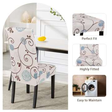 SearchI Dining Room Chair Covers, Stretch Parsons Chair Slipcovers Spandex Removable Washable Kitchen Chair Protector Cover for Dining Room, Hotel, Ceremony