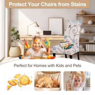 SearchI Dining Room Chair Covers, Stretch Parsons Chair Slipcovers Spandex Removable Washable Kitchen Chair Protector Cover for Dining Room, Hotel, Ceremony