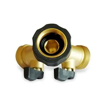 Red Earth Naturals Brass 2 Way Valve - Easy Turn Brass Hose Splitter Made from Durable Brass for Smart Homeowners - 2 Way Hose Splitter Full Flow for Dual Hose Garden