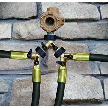 Red Earth Naturals Brass 2 Way Valve - Easy Turn Brass Hose Splitter Made from Durable Brass for Smart Homeowners - 2 Way Hose Splitter Full Flow for Dual Hose Garden
