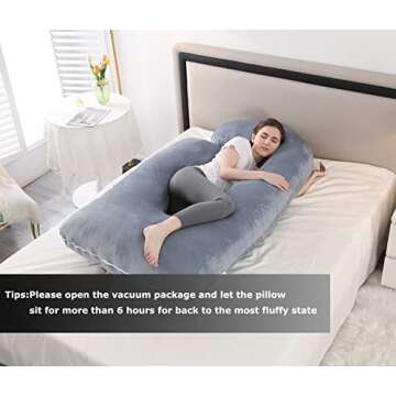 Jcickt Pregnancy Pillow J Shaped Full Body Pillow with Velvet Cover Grey Maternity Pillow for Pregnant Women,57 inch Full Body Pillows