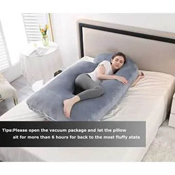 Jcickt Pregnancy Pillow J Shaped Full Body Pillow with Velvet Cover Grey Maternity Pillow for Pregnant Women,57 inch Full Body Pillows