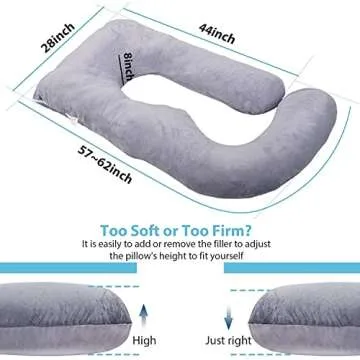 Jcickt Pregnancy Pillow J Shaped Full Body Pillow with Velvet Cover Grey Maternity Pillow for Pregnant Women,57 inch Full Body Pillows