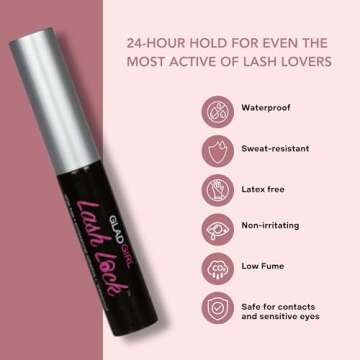GladGirl Lash Lock False Lash Adhesive - Perfect for Sensitive Eyes, Long-Lasting Hold, Easy Applica...