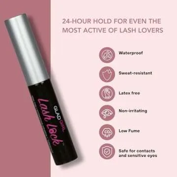GladGirl Lash Lock False Lash Adhesive - Perfect for Sensitive Eyes, Long-Lasting Hold, Easy Applica...