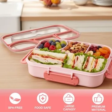 UZIPIN Bento Box 4 Compartment Leak Proof Lunch Container