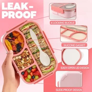 UZIPIN Bento Box 4 Compartment Leak Proof Lunch Container