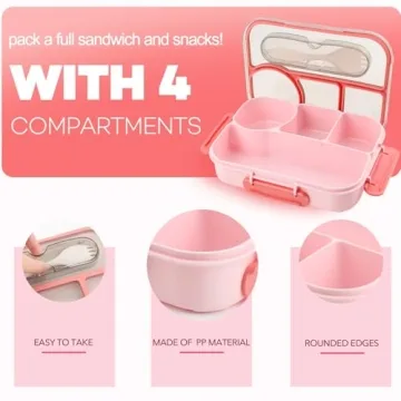 UZIPIN Bento Box 4 Compartment Leak Proof Lunch Container