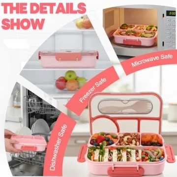 UZIPIN Bento Box 4 Compartment Leak Proof Lunch Container