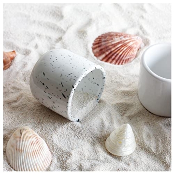 roro Handcrafted Ceramic Sipper Cups Set of 2-8 oz | White Glossy with Dark Speckles | Microwave & Dishwasher Safe | Compact Design for Coffee & Tea