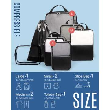 LIGHT FLIGHT Compression Packing Cubes Set for Travel