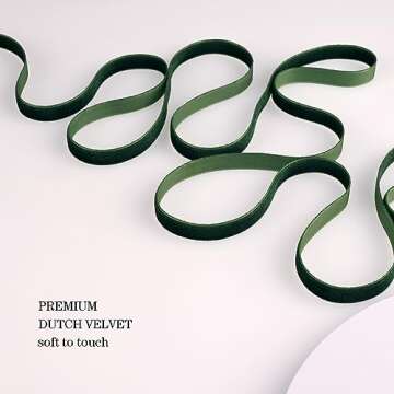 Moukiween Vintage Dark Green Velvet Ribbon – Perfect for Crafts, Gift Wrapping