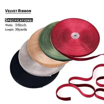 Moukiween Vintage Velvet Ribbon - 3/8" x 30 Yards